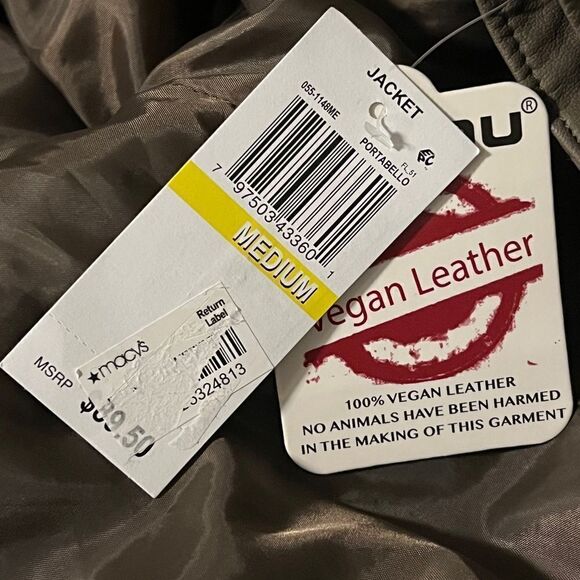 Jou Jou Juniors Faux-Leather Jacket Portobello Gray Medium New - Picture 9 of 9